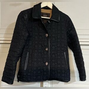 COACH Black Nylon Light Jacket Quilted Monogram "C" Womens XS